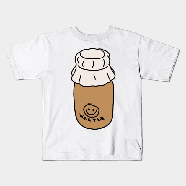 kawaii Milk tea Bottle Kids T-Shirt by CAFFEIN